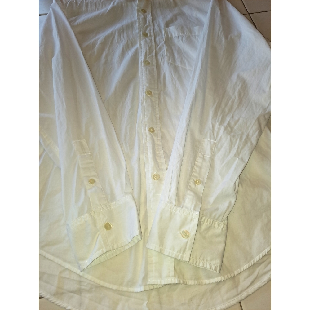 GAP white collared long sleeve button up shirt classic fit size medium blouse - Picture 6 of 14